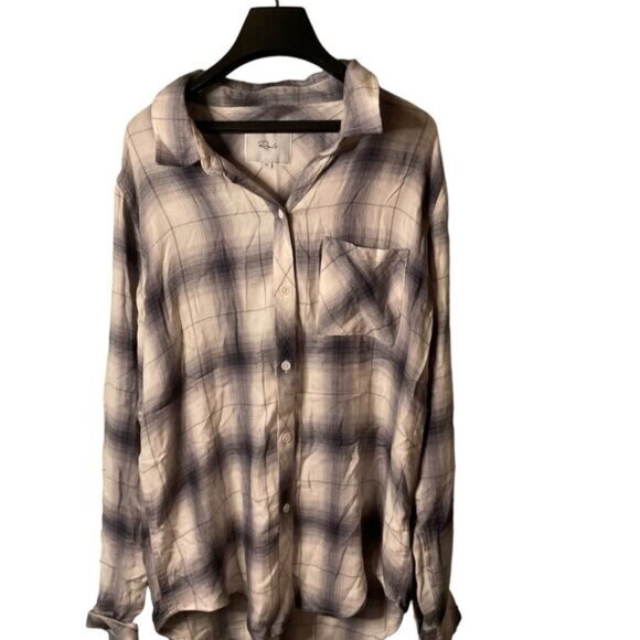 Rails Women's White Flannel Hunter Plaid Flannel Button Up Top Size Medium - Picture 1 of 5